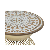 Masuta de cafea aurie din metal si lemn Ø56X53 Inart